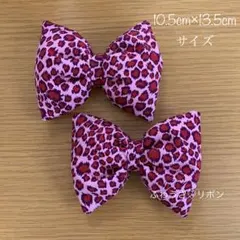 小さめヒョウ♡ピンク♡2個♡リボン♡体育祭♡JK♡盛り髪
