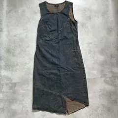 デニムワンピース ノースリーブ スリット 古着 Y2K vintage