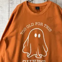 古着　長袖　ハロウィン　スウェット 裏起毛　プリント　アメカジ ゆるだぼ