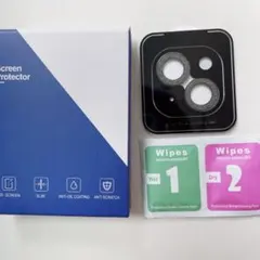 ✨ iPhone 15 15 Plus用 カメラ　レンズ　カバー　ラメ　ブラック