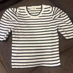 M CLOSET ボーダー パフスリーブ 半袖 ニットのサムネイル
