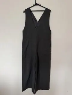 スタジオクリップ ダークグレー Vネック ロングオールインワンサロペット