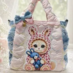 ゆ*ら様 ハンドメイド 丸底トートバッグ 猫 ヌビ インド刺繍 くすみ