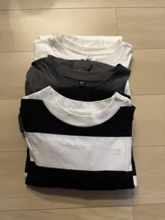 半袖ワンピース3枚セット ホワイト グレー ボーダー