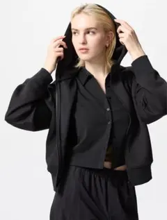 ★新品★ユニクロ ドライスウェットフルジップパーカ ブラック M