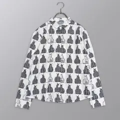 【美品】Lucruca センソユニコ 総柄 洋梨柄 長袖コットンシャツ 日本製