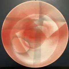 陶器・大皿・角章デザイン・レッド・炎インテリア