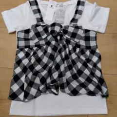 未使用タグ付　グローバルワークキッズ　リボンビスチェレイヤーTシャツ　110cm