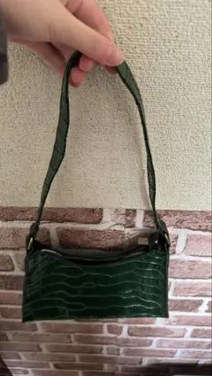 ダークグリーン クロコダイル風 ハンドバッグ