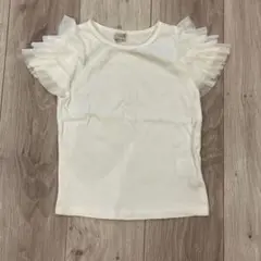 petit main フリル袖 Tシャツ ホワイト