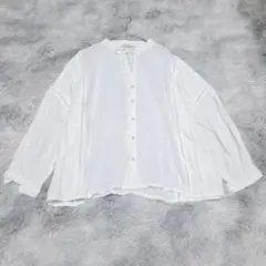 Samansa Mos2 F 綿麻 レース ピンタック ブラウス ホワイト 春