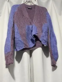 DIESEL パープル・ブルー クロップドカーディガン M