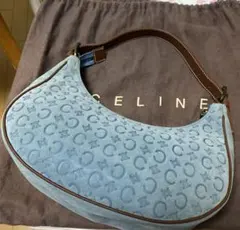 CELINE セリーヌ Cマカダム ホーボーバッグ スエード ブルー