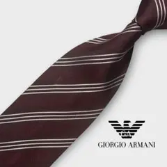 GIORGIO ARMANI 高級SILKネクタイ ボルドー ストライプ柄