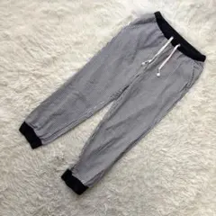 ロデオクラウンズワイドボウル【M】ジョガーパンツ リブ裾 ストライプ ネイビー