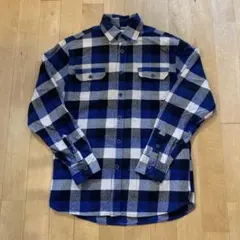 JACHS チェック　ネルシャツ　100％コットンサイズＭ　青×白