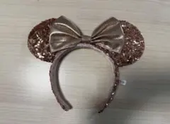 ピンクゴールド　スパンコールカチューシャ　ディズニー　ミッキー　ミニー