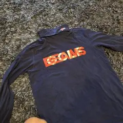 ネイビー ロゴ入り 襟付き長袖シャツ