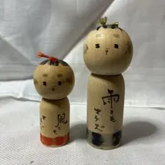 伝統的な手描きこけし2体セット