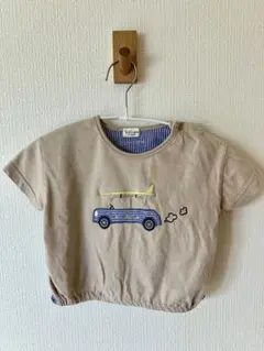 kid's zoo サーフカー刺繍 Tシャツ ベージュのサムネイル