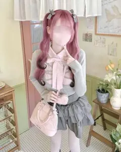 新品未開封 HONEYMEW リボン付きレースアップドッキングトップス