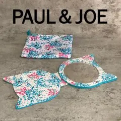 ✨美品✨ポール&ジョー 猫型 ミラー 鏡 ＆ ポーチ セット 花柄 リボン
