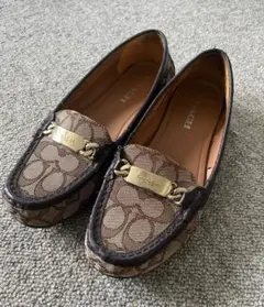 【COACH コーチ モノグラム柄ローファー 7.5(24.5cm)】