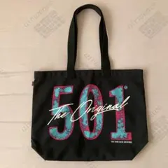 501 ロゴプリント ブラックトートバッグ