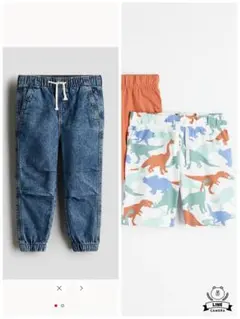 H&M キッズ デニムジョガーパンツ ジャージーショートパンツ 120 セット