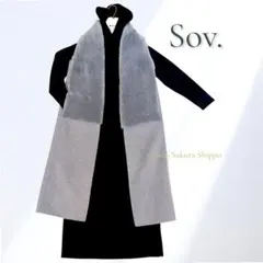超美品 Sov. ソブ　リアルムートンファー＆ウールロングジレ　sz36