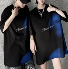 プリントプルオーバー ストリート系 半袖Tシャツ ブラック 黒