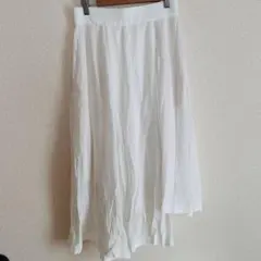 レアノーレ　変形スカート　M フレア　ホワイト　白　ウエストゴム　裏地あり
