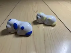 犬モチーフ 箸置き 2点セット 陶器製 ドット柄 レトロ食器