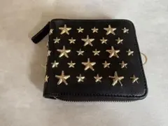 新品未使用 JIMMY CHOO ブラックレザー 二つ折り財布 スタースタッズ付