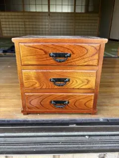 極美品】高級 欅調 小引き出し ミニ和箪笥 4杯 裁縫箱 針箱 小物入れ