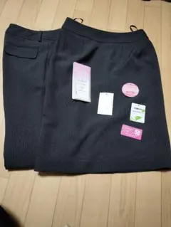 スーツ　ST.FIELD　9号 スカート＆パンツ ２点セット 黒ストライプ