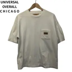 ユニバーサルオーバーオール　ホワイトTシャツ　胸ポケット　ワンポイント