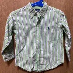 Ralph Lauren 2T 緑 ストライプ 長袖シャツ