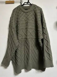 オリーブグリーン セレクトモカ　オーバーニット