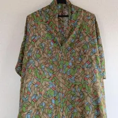 ハンドメイド　着物リメイク 幾何学柄ワンピース