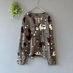 ドンナ［L］上品シック◎高見えハリ感◎レトロビッグフラワープリント長袖カットソー