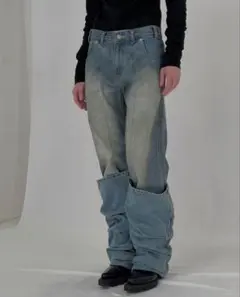 VIAVANDA OVERLAP TUCK DENIM PANTS デニム - メルカリ