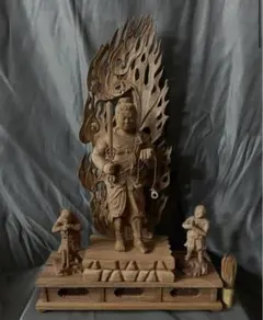 や*ん様 井波彫刻　仏教工芸品　総楠製　極上彫　木彫仏像　倶利伽羅不動明王座像 や*ん様 井波彫刻 仏教工芸品 総楠製 極上彫 木彫仏像