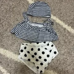 女の子　水着　水玉　ギンガムチェック　120