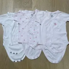 プチバトー 半袖ボディスーツ3枚セット