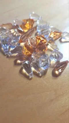 アクリルビーズ まとめ売り 21個 クリア オレンジ カットビーズ 素材