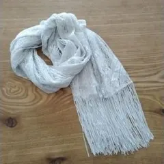 ⭐お値下げ中⭐シルバー レース風 ストール フリンジ付き