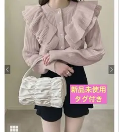 【新品未使用タグ付き】ダブルフリルニットカーディガン