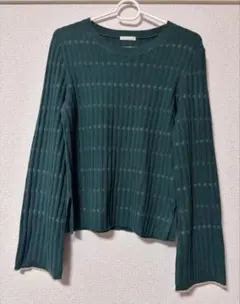 GU グリーン リブ編み セーター Mサイズ