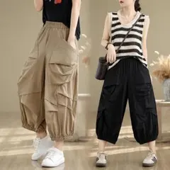 大きいサイズ パンツ　カジュアル　ゆったり　レディース 春夏　 新品 カーキ